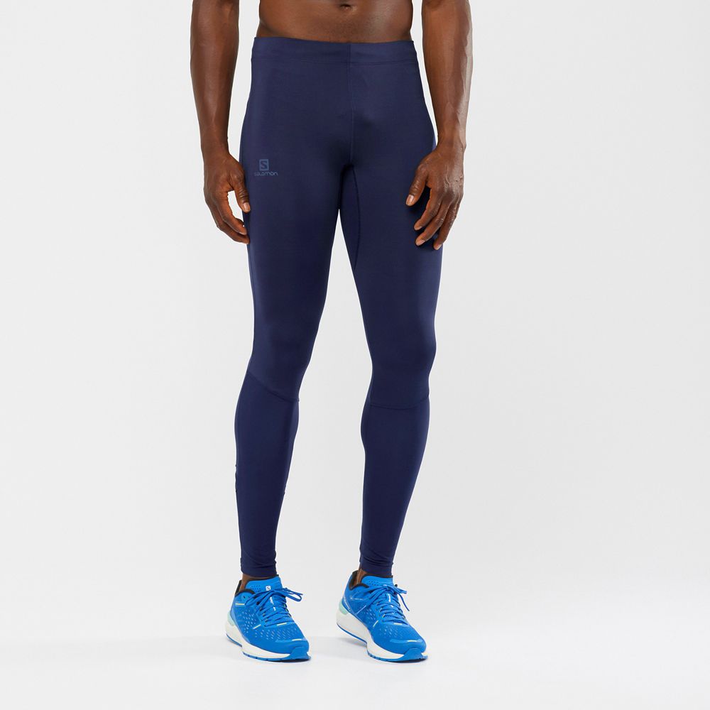 Salomon AGILE LONG Leggins Hombre - Azul Marino - Colombia (04968-AHVX)